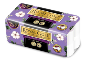 ROYAL GOLD ELEGANT BATHROOM TISSUE 3 PLY 210 SHEETS X 20 ROLLS