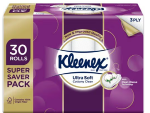 KLEENEX BATHROOM ULTRA SOFT REGULAR 3PLY 30RX190S