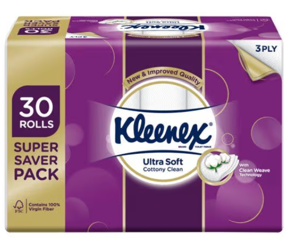 KLEENEX BATHROOM ULTRA SOFT REGULAR 3PLY 30RX190S