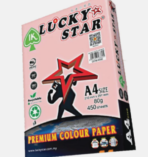 A4 PAPER LUCKY STAR ROSE CS140 80GSM 450'S