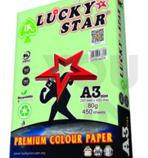 A4 PAPER LUCKY STAR GREEN CS130 80GSM 450'S