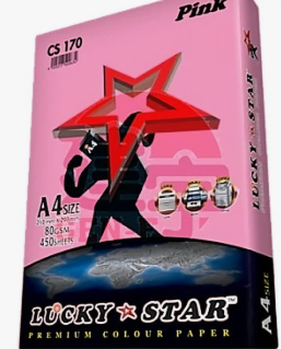 A4 PAPER LUCKY STAR PINK COLOR CS170 80GSM 450'S