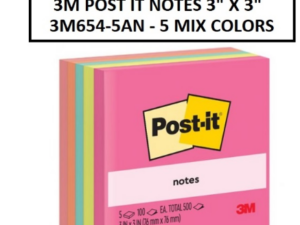 POST IT NOTE 3" x 3" CUBE 5 COLOUR NEON COLOUR JT-3 (300 SHEET)